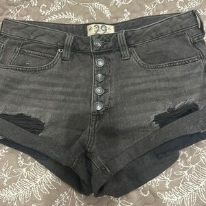 Free People (We The Free)Black Jean distressed shorts